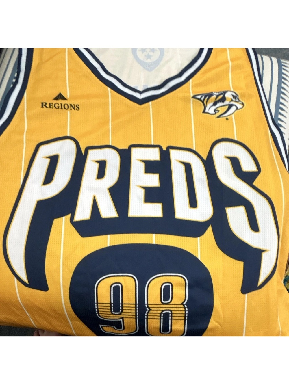 Nashville Predators Gold Navy 'Preds' Jersey - giveaways by Regions